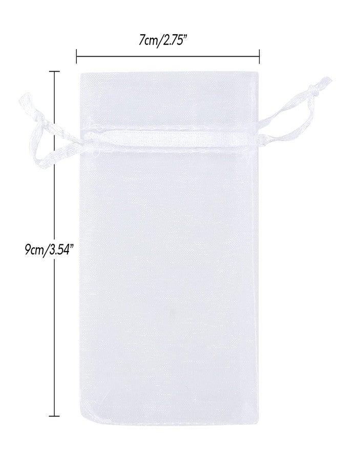 joycraft 50Pcs Organza Bags, 2x3 inch Gift Favor Bags, White Wedding Favor Bags, Jewelry Pouches with Drawstring, Mesh Bags Drawstring for Jewelry, Festival, Makeup, Candy, Desserts - Image 2